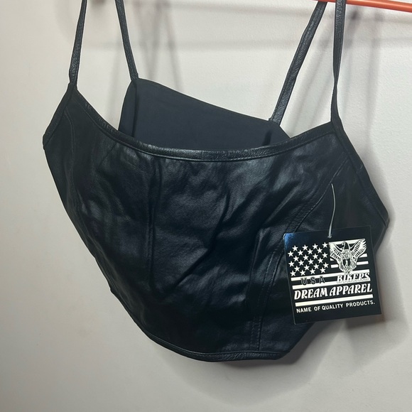 Dream Apparel Black Leather Crop Top - Picture 2 of 3